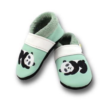 Babyschuhe Panda auf mint